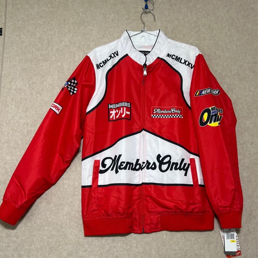 NWT Members Only Sport Red Team Racing Windbreaker Men's Jacket. Size: Medium